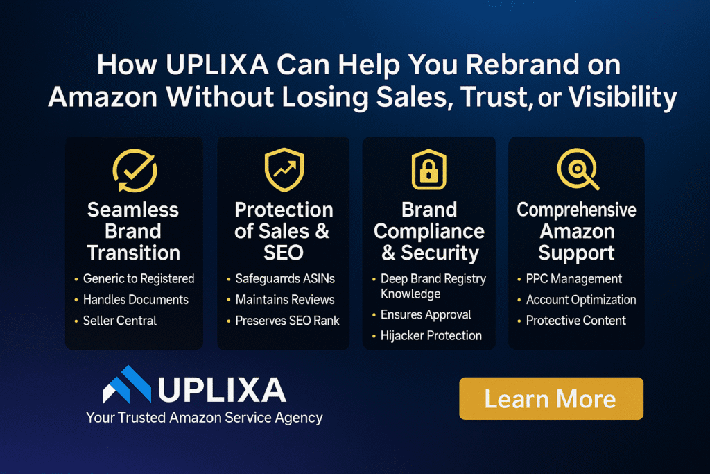 How UPLIXA can Help You Rebrand on Amazon Without Losing Sales, Trust, Or Visibility